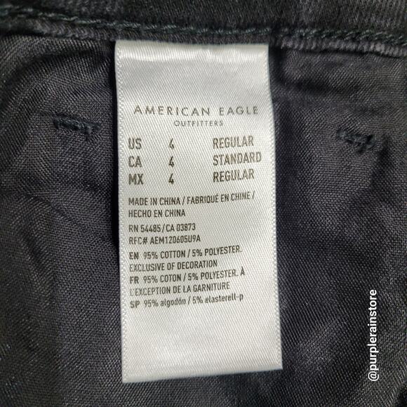 American Eagle Mom Jeans 4 R High Rise Black Wash Stretch Denim - Picture 5 of 10
